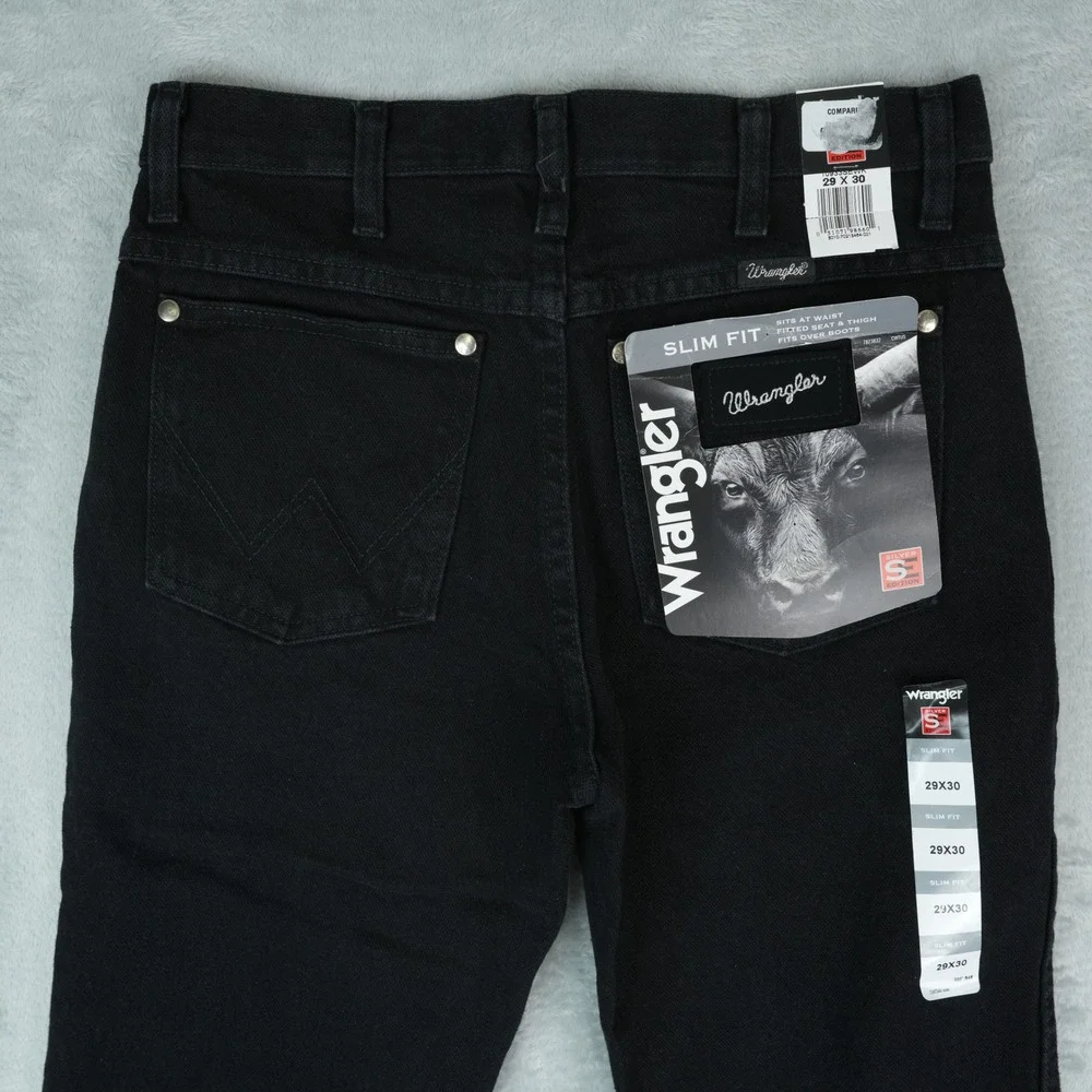 Wrangler Slim Fit Jeans Mens 29x30 Black‎ Silver Edition Western Cowboy Rodeo
